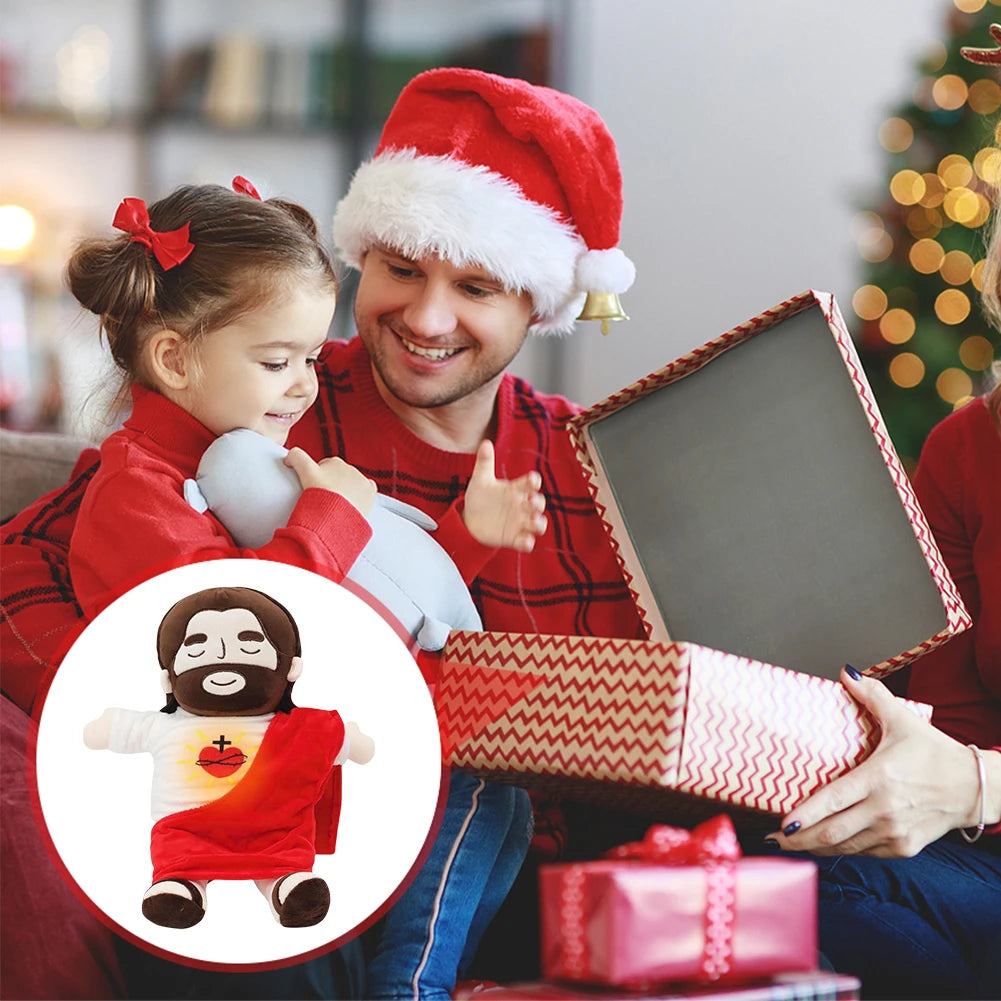 Jesus Christ Plush Baby Soothing Breathing Toy Jesus Doll Plush Toy Four-Gear Adjustment Children Music Sleep Companion Toy Kids Xmas Gift