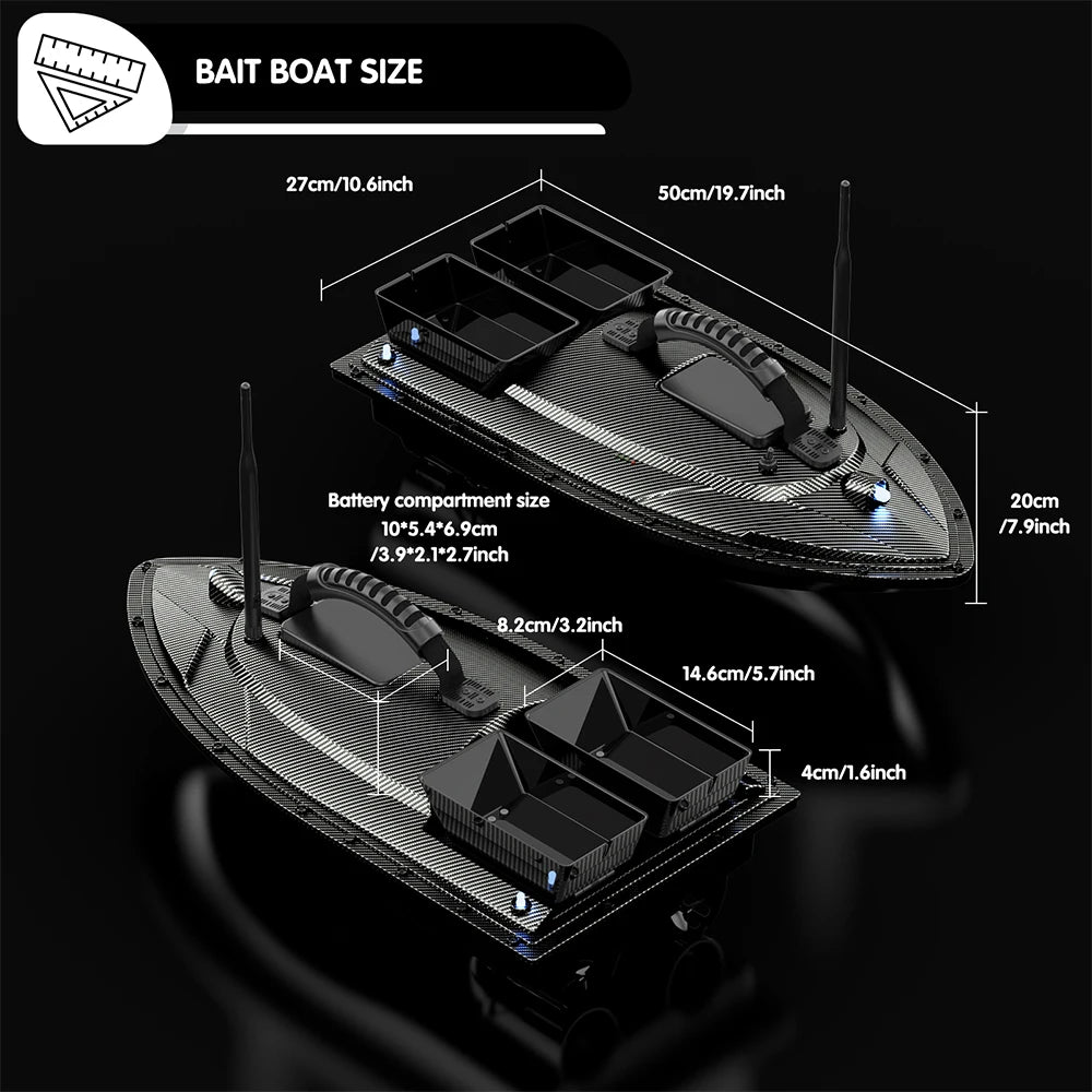 RC Bait Boat 500 Meters GPS 40 Point Positioning 2 Hoppers 1.5KG Automatic Return Fishing Bait Boat