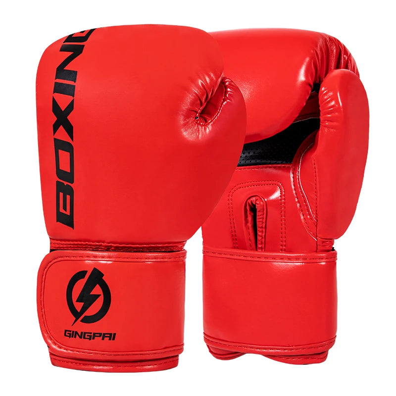 Kids/Adults Professional 4/6/8/10/12oz Boxing Gloves PU Leather Muay Thai MMA Profession Kickboxing Sandbag Women and Men Training Practice Exercise Gloves Equipment Sports Accessories