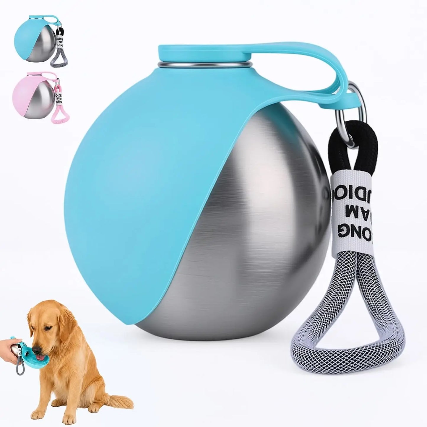 2 in 1Portable Foldable Outdoor Walking Dog Water Bottle, Plastic/Stainless Steel/Printed Pet Water Dispenser Silicone Feeder Drinking Cup Foldable Bowl Leak Proof Small/Large Dog Water Bottle
