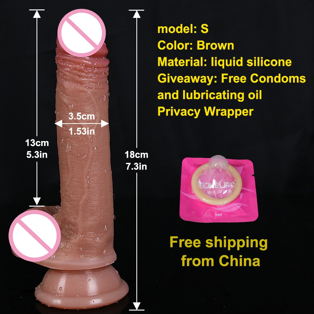 Realistic Dildo Sex Toys for Womans Soft Double Layer Silicone Adult Woman Penis Butt Plug Dick Vagina Anal Massage Masturbation