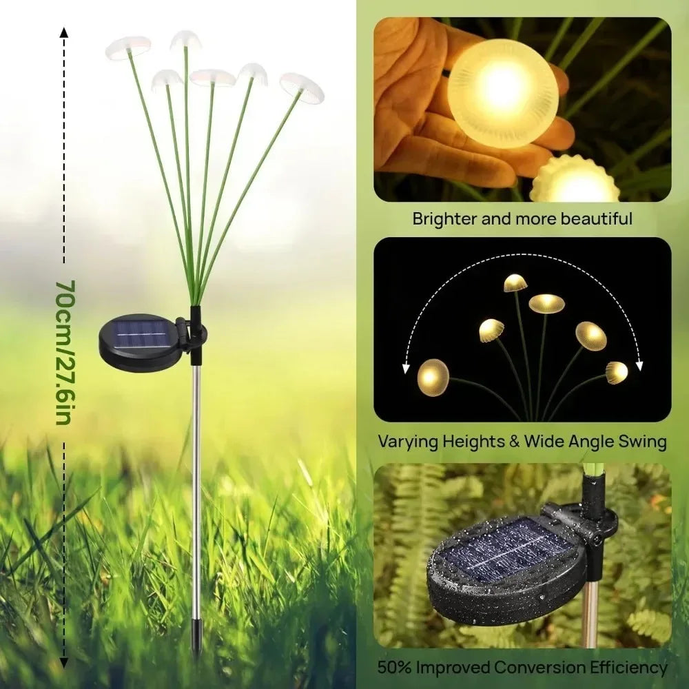NEW 4PCS Set LED Solar Lights Outdoor Dual Mode Jellyfish Mushroom Lawn Lights Waterproof Decor Yard Patio Pathway for Garden Decoration