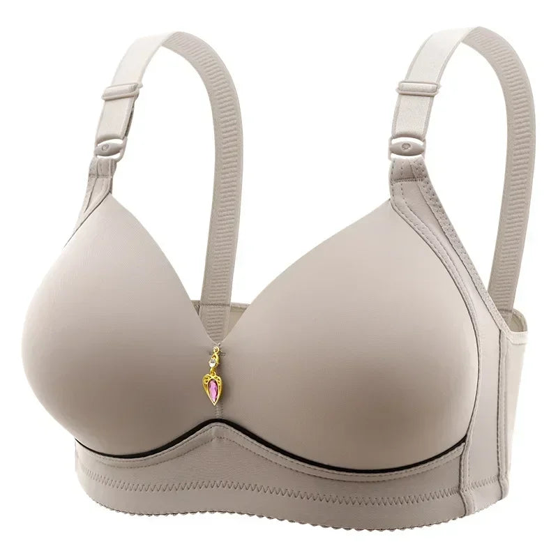 Brassiere Without Steel Ring Breathable Gathered Ladies Underwear Non-magnetic Thin Cup Glossy Obese Female Ladies Bra