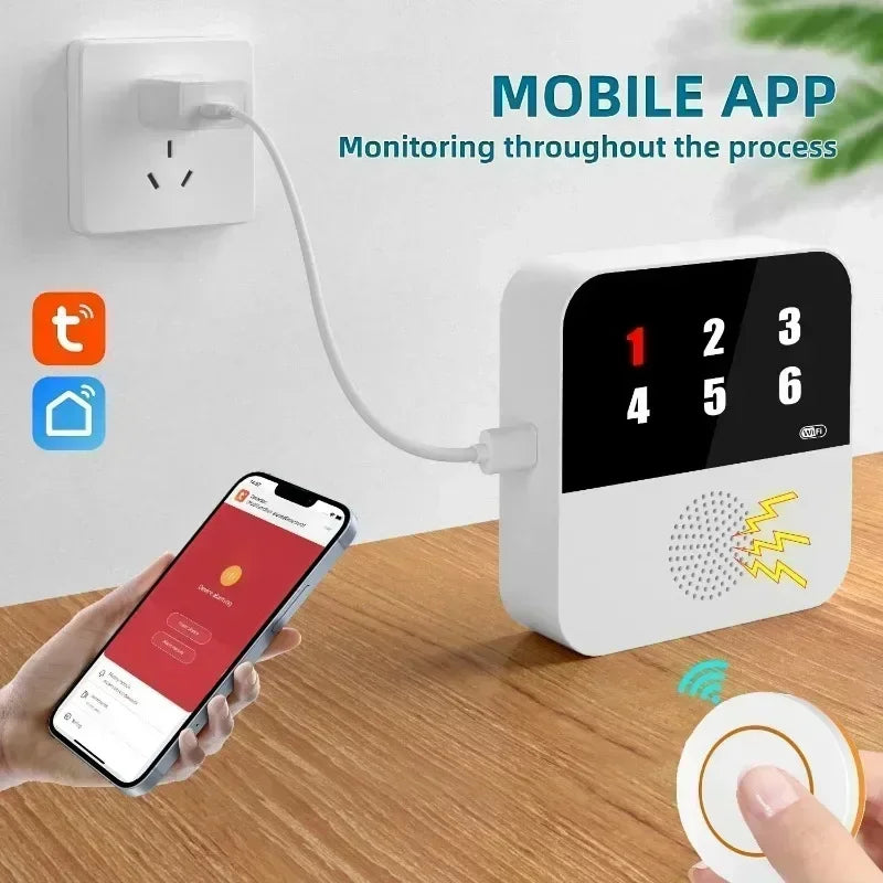 4/6PCS Set TUYA App Control Seniors WI-FI Button Wireless Caregiver Pager Elderly SOS Alarm Senior Elderly Emergency Alarm For Patients Elderly At Home