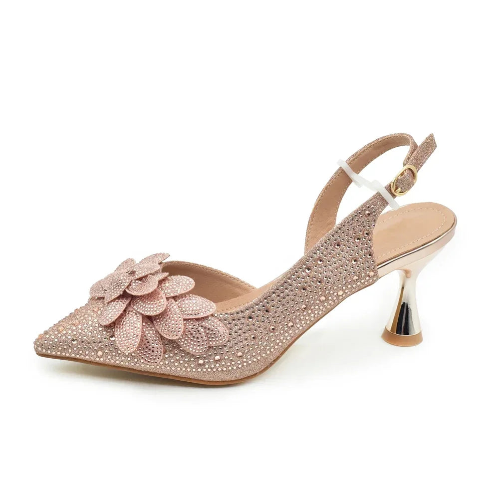 New Arrival 5 Colors Italian Women Heel Party Luxury Wedding Guest Handmade Matching Shoes and Bag Set Rhinestones Handbag Italian Design Luxury Wedding Shoes for Bride Evening Party Shoes