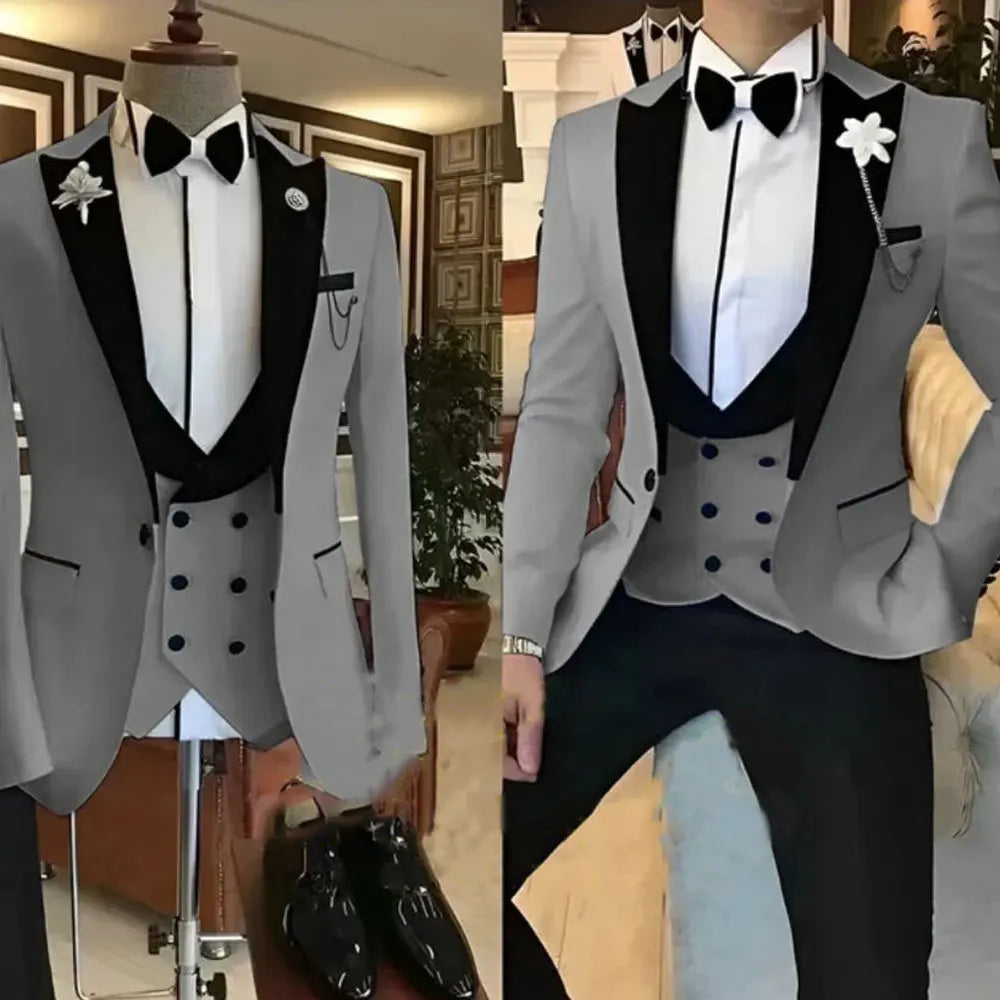 Low-Price Sales are Limited NEW 3PCS Set S-6XL PLUS SIZE 7 Colors  Business Blazer Wedding Costume Men's Suit Groom Best Man Wedding Banquet Suit Men Luxury Fashion Clothing Supplies
