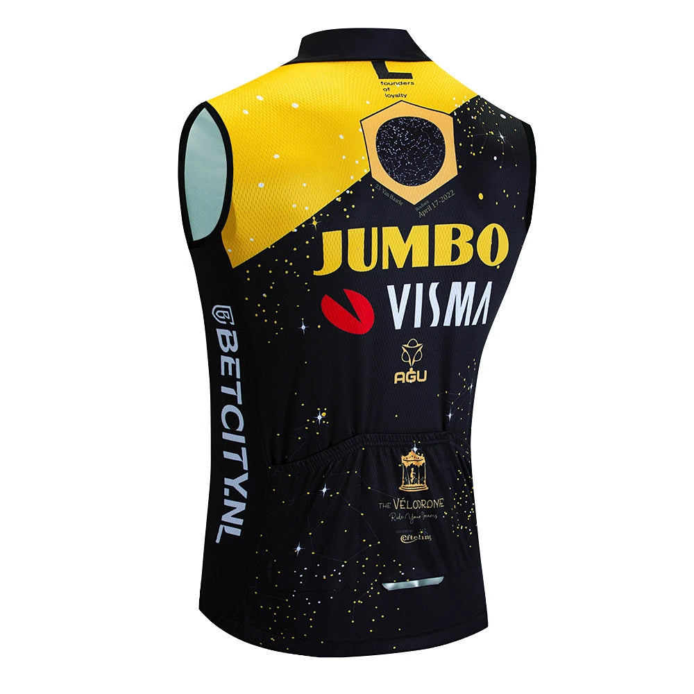 Gold Sleeveless Cycling Jersey UAE Team Pro Bike Vest Maillot Summer Riding T shirt Windbreaker