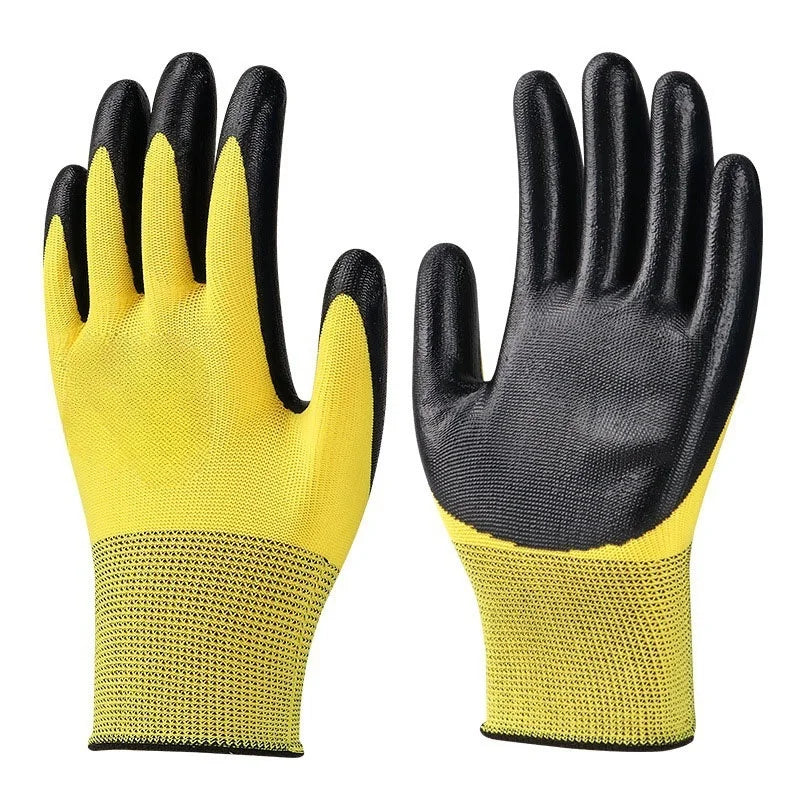 NEW Arrivals 5/10pairs Blue/Yellow/Red Non-Slip Thicken Latex Rubber Safety Work Gloves Palm Coated Gloves Mechanic Working Kitchen Gloves for Garden Home Work Tools Home Garden Accessories
