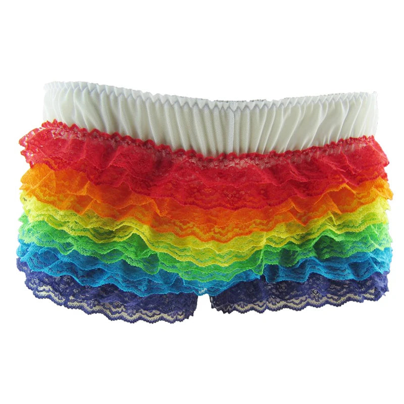 Sexy Lace Underwear Panties Hot Sale Lesbian/Gay/Women Rainbow Color Beauty Ruffles M-L