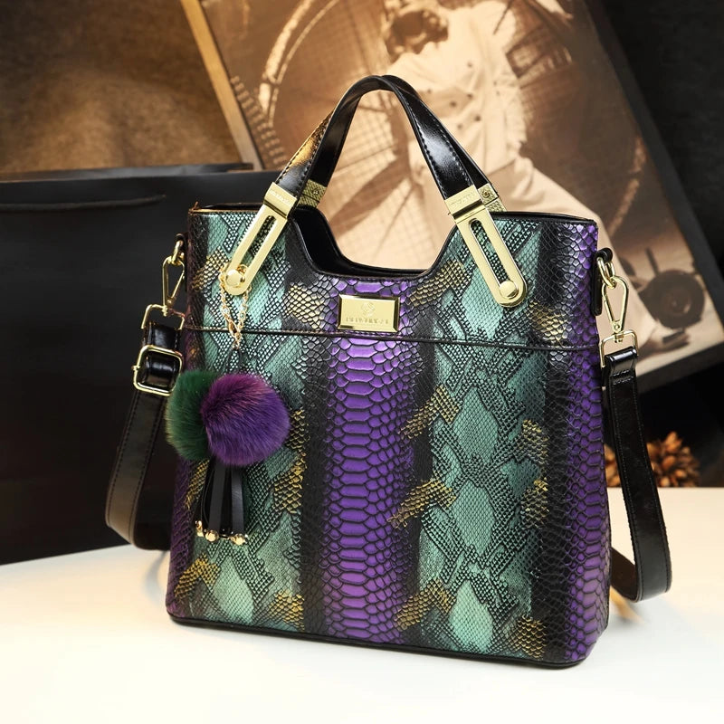 NEW Arrivals Luxury Cowhide Real Leather Women Handbags Fashion Female Chain Serpentine Portable Tote Bag Ladies Tassel Shoulder Messenger Bags