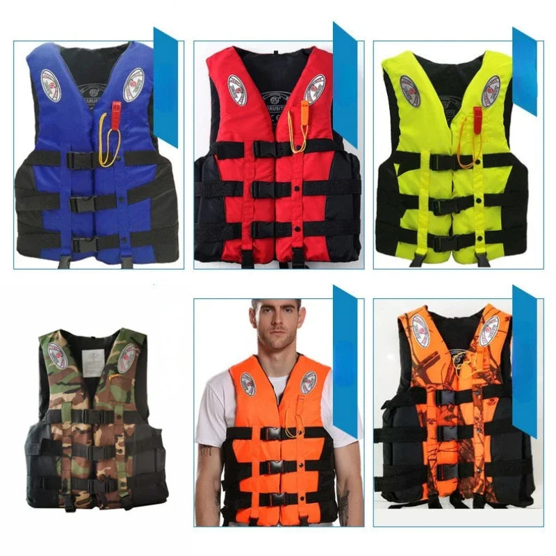 S(25-35Kg) 3XL(100-110Kg) Professional Life Jackets  Swimming Boating Kayaking Canoe Swimming Vest Water Safety Survival Suit Universal  Life Vest Jacket for Adult Children S -XXXL