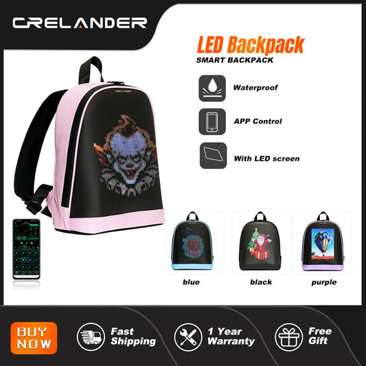NEW Arrivals  Outdoor Travel T7 Mini  LED Advertising Display Backpack Bluetooth APP Control DIY Display Waterproof Colorful Outdoor Travel Backpacks School Bags Students Bag Smart Backpack