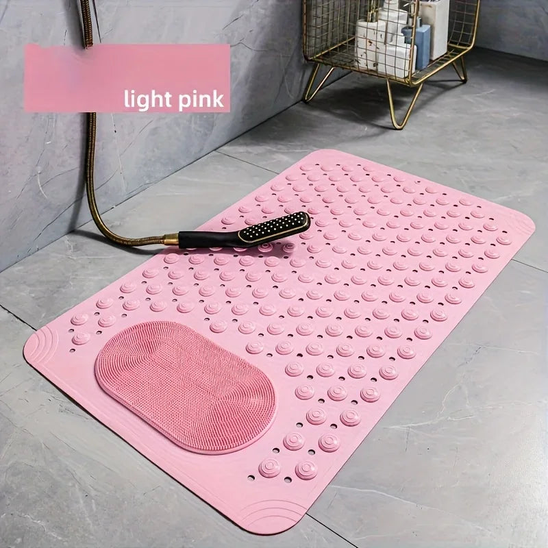 NEW 5 Colors Light Blue Non-Slip PVC Bath Mat - Rectangular Massage Nubs Shower and Bathroom Safety Rug - 0.8cm Thick, 2600g/m², Dot Pattern Home Supplies Bathroom Accessories