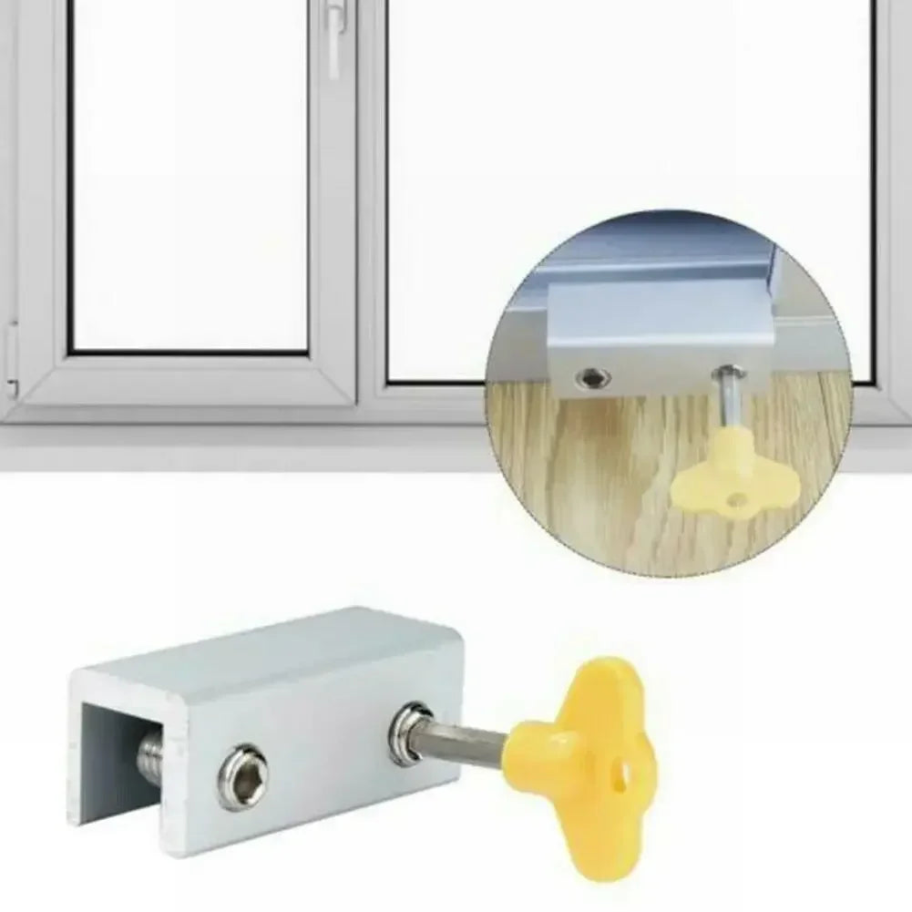 Babies Kids Pets Double Holes Door Shutter Safety Lock Restrictor Sliding Doors Windows Stopper Restrictor Window Security Key Lock Child Safety Anti-Theft Door Stopper