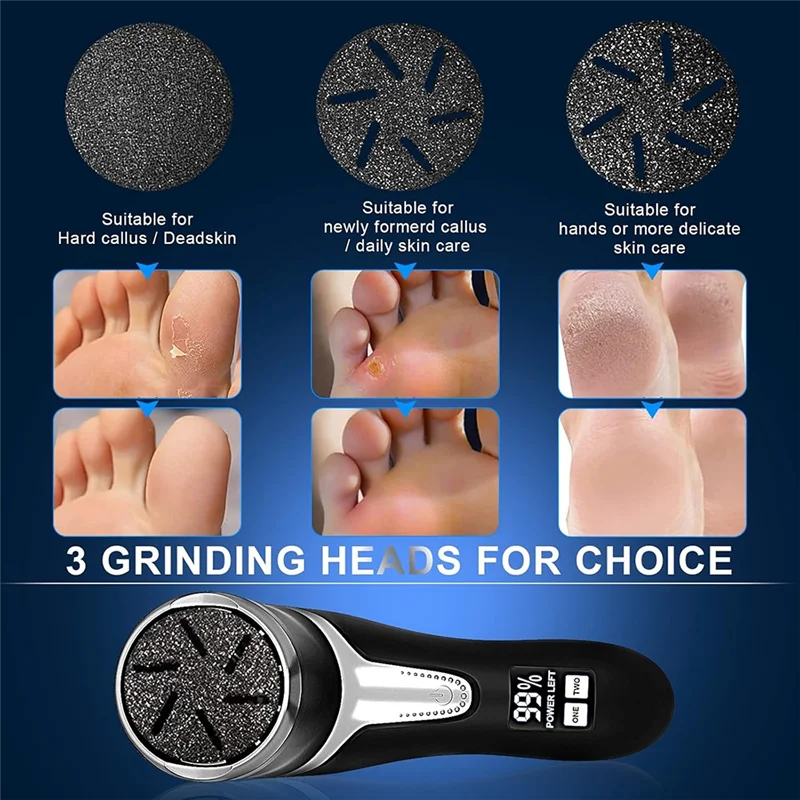NEW A23F Full Set-Electric Foot Grinder Rechargeable Electric Foot File Pedicure Tool Foot Grinding Stone Callus Remover Pain Relief Pedicure Accessories