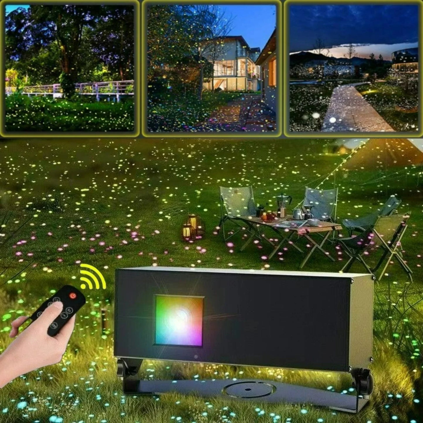 For Home Villa Dynamic Colorful Firefly Projection Lamp with Remote Control Light Adjustment Outdoor Waterproof Courtyard Lawn Garden Landscape Projector Lights System
