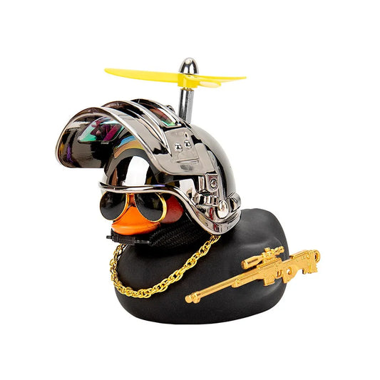 Broken Wind Rubber Duck Motor Accessories Yellow Duck with Helmet Auto Car Accessories Duck In The Car Car Interior Decoration