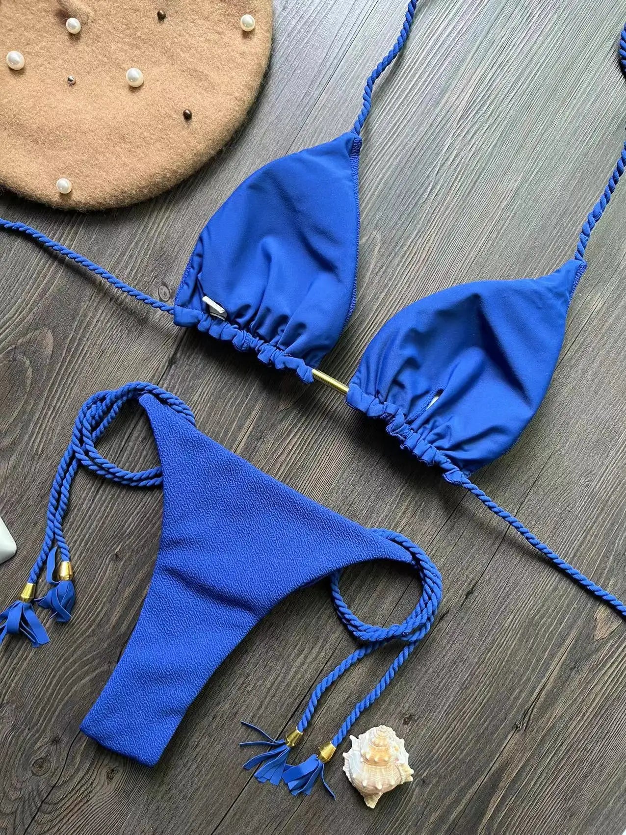 Sexy Braiding rope Bandage Bikini Set Women's Swimsuit Two-piece Triangle Swimwear Bathing Suit Brazilian Biquinis