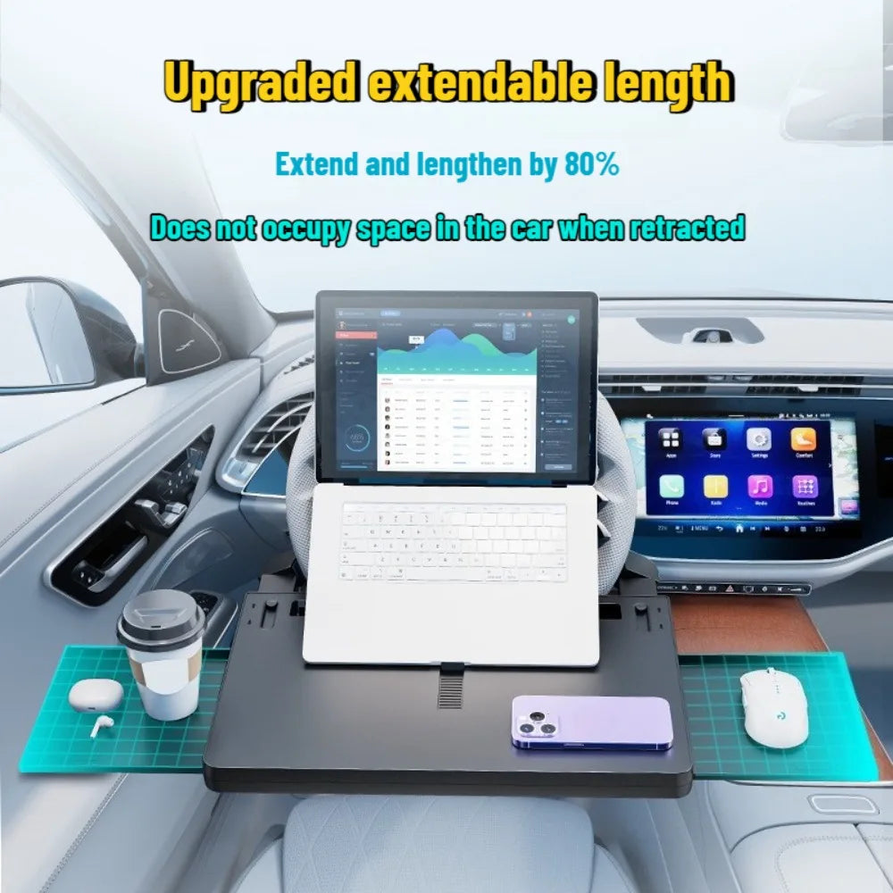 New Car Tray Carbon Fiber Table Food Tray Desk Folding Laptop Desk Auto Steering Wheel Tray Mount Adjustable Water Cup Computer 10kg Weight Bracket Holder Accessories