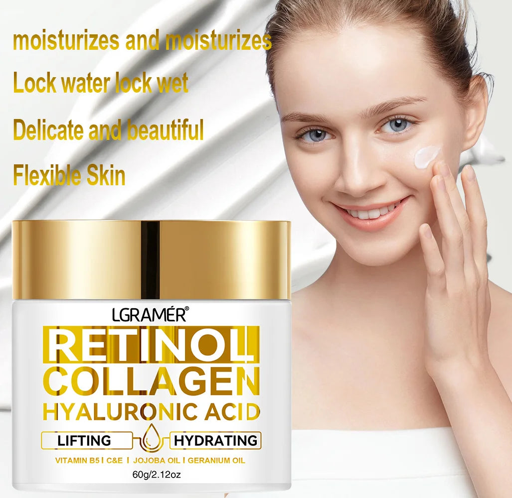 Retinol Face Cream Moisturizing Wrinkle Remover Collagen Hyaluronic Acid Creams Skin Care Cosmetic for Women & Men