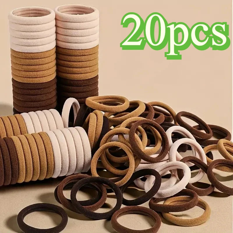 NEW Arrivals 200 PCS Set White/Coffee/Black Color Hair Bands for Women Girls Hairband High Elastic Rubber Band Hair Ties Ponytail Holder Scrunchies Accessories Women Hair Care Products