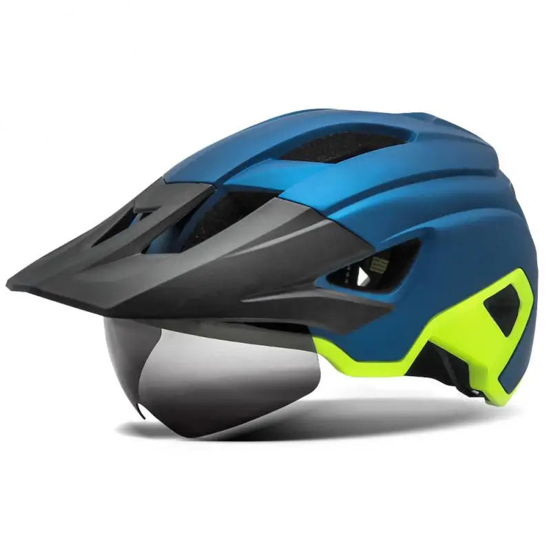 Bike Helmet With Sun Goggle Visor Rechargeable LED Men Bicycle Helmet Sunglasses Shield Road MTB Cycling Helmets