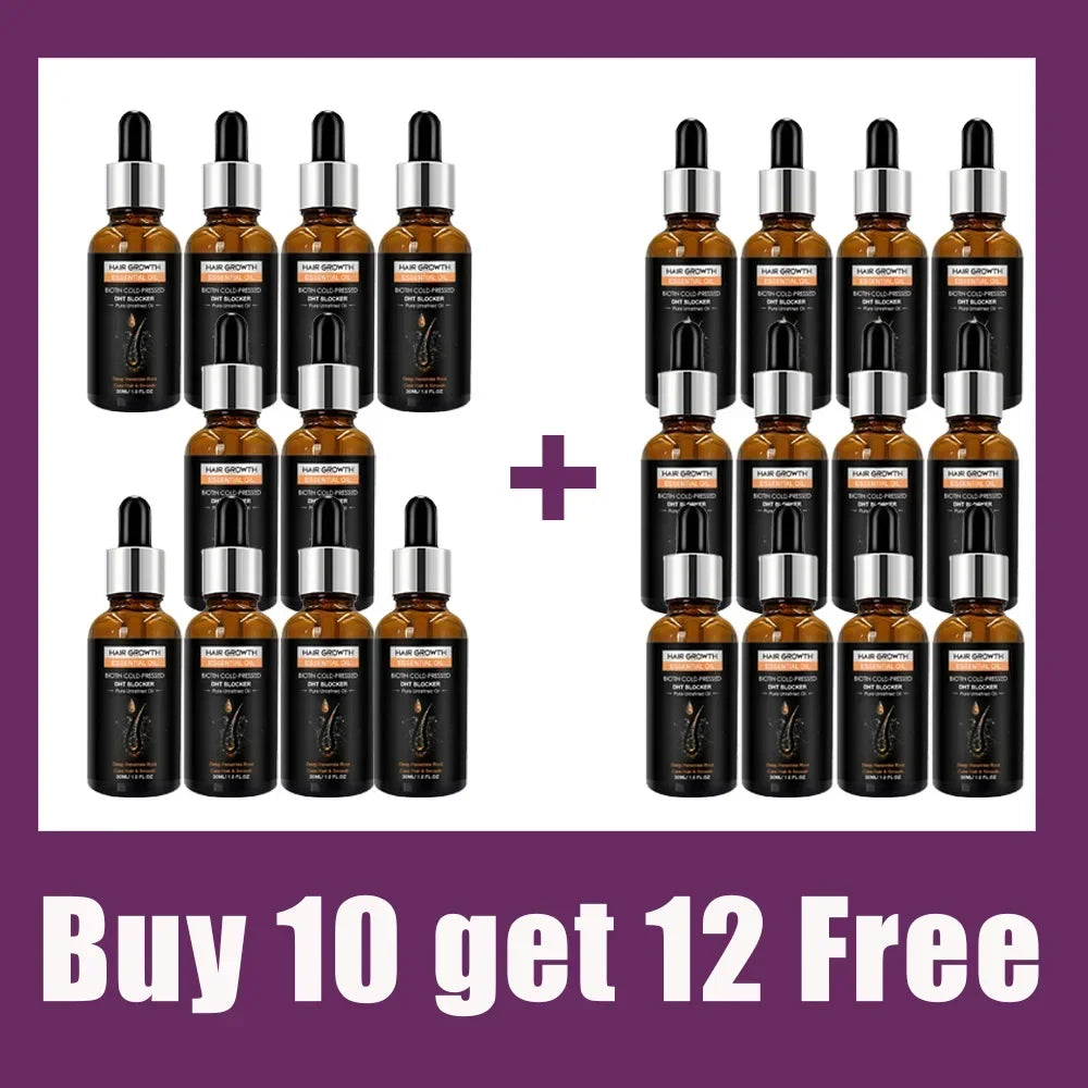 Buy 10 Get 12 Free Hair Growth Korean Oil, Biotin DHT Blocker Postpartum Loss Seborrheic, Dermatitis Anti-Loss Therapy Treatment Shampoo Boost Regrowth Increase Production of Shampoo