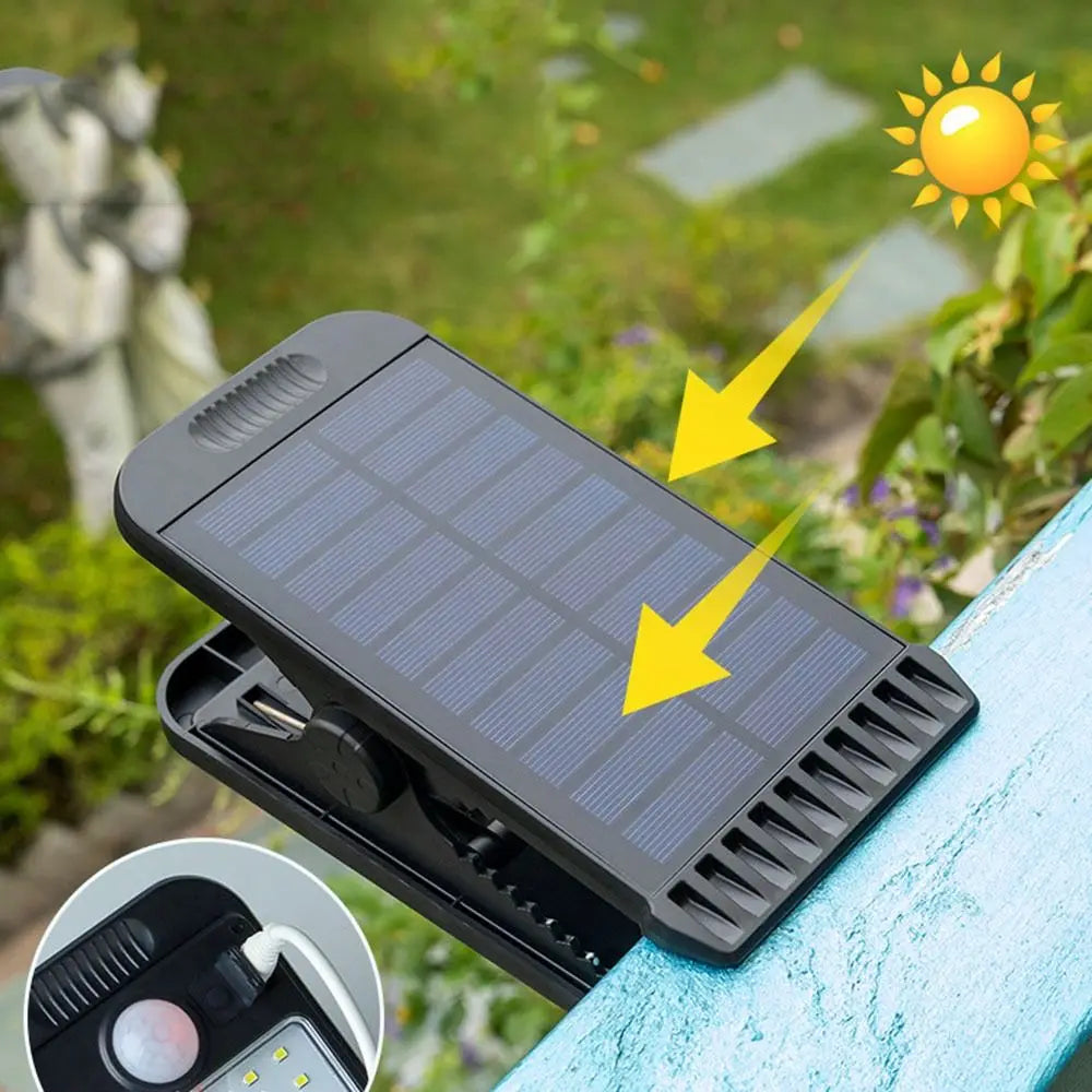 Super Bright Solar Clip Lights IP65 Waterproof Portable Human Body Induction Lighting Body Sensor Camping Garden Wall Light Home Lighting Accessories