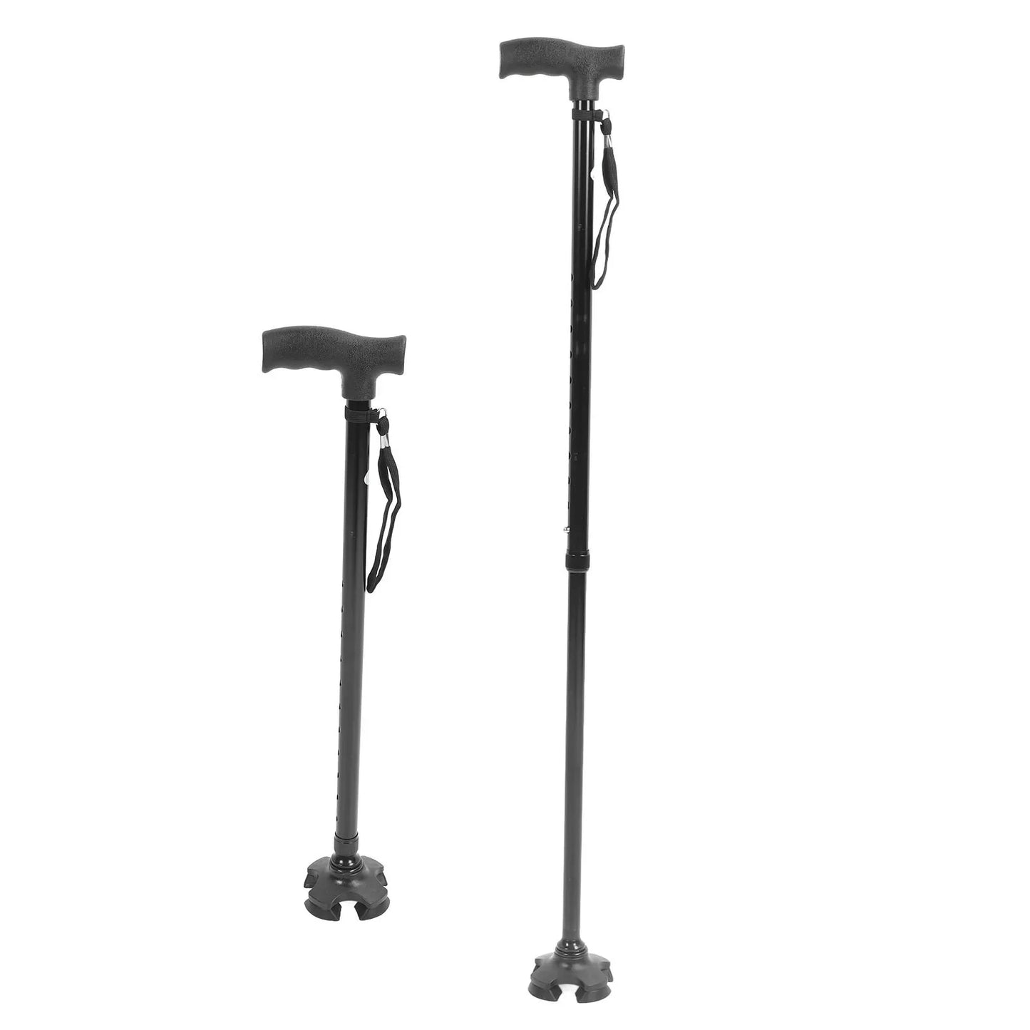 HOT SALE Walking Cane 10 Levels Adjustable Gears Adjustable Height Anti Slip Lightweight Retractable Senior Walking Stick with 4 Pronged Base for Mountaineering Hiking Travel Disability Tools