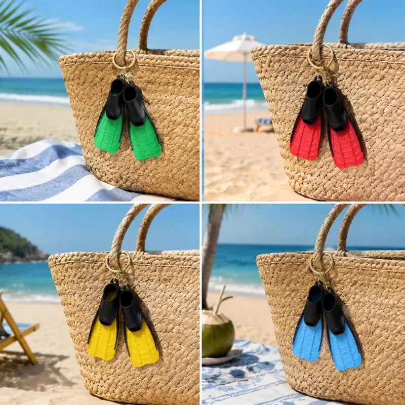 Realistic Diving Flipper Keychain Soft Silicone Key Ring Lightweight Decor Accessory for Diving Lovers Bag Car Key Water Sports Gifts