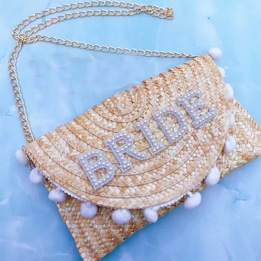 NEW Arrivals Bride to Be Clutch Bag Bridal Shower Boho Rustic Wedding Engagement Honeymoon Trip Bachelorette Hen Party Decoration MRS Gift
