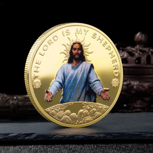 JESUS Commemorative Coin Christ Metal Medallion Gold Plated Silver Coin Religious  Coin Collection