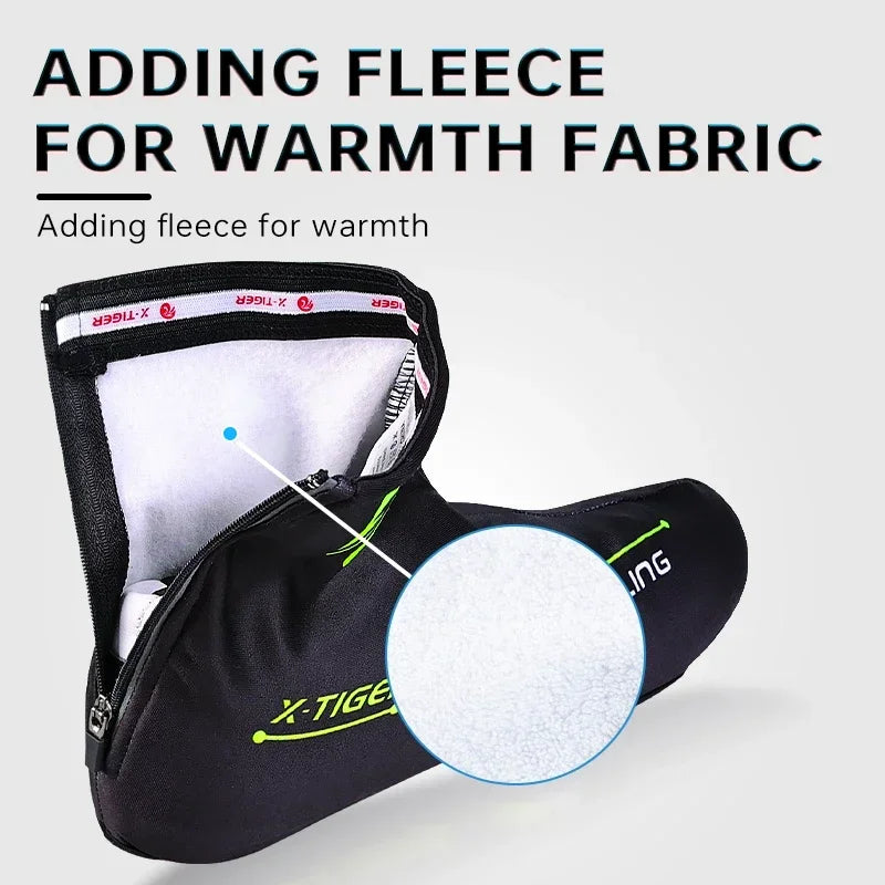 Original X-TIGER Cycling Sport Shoe Cover Winter Boot Covers Warm Thermal Windproof Overshoes MTB Bicycle Riding Racing Shoes Protector Women Men Sports Apparel Accessories