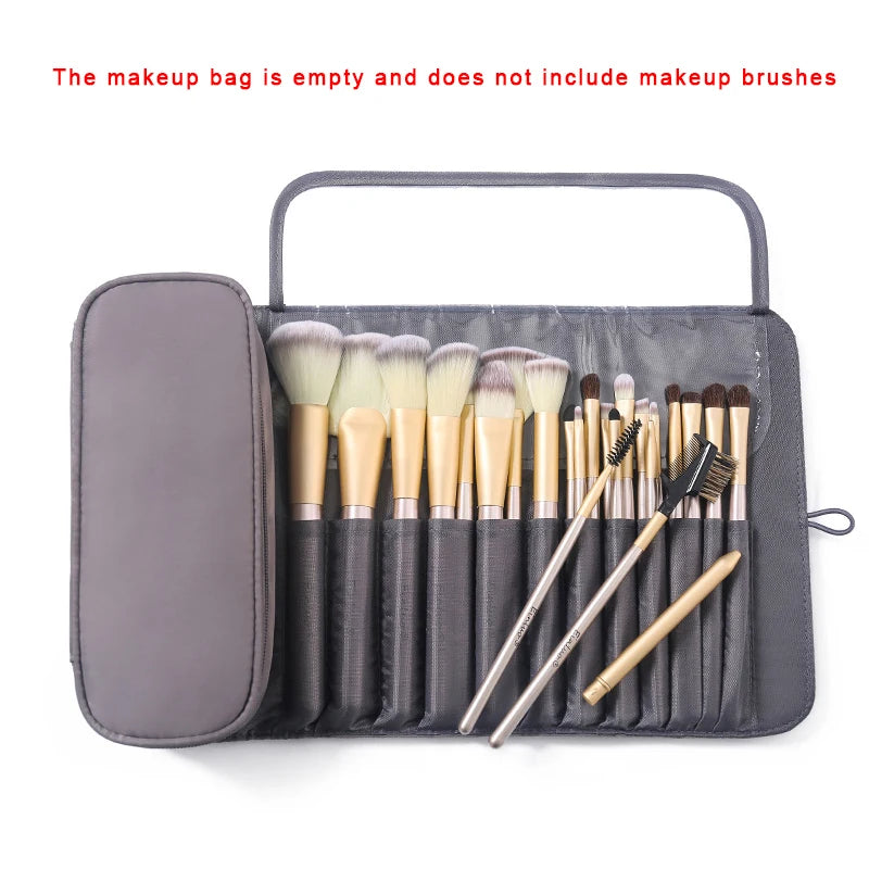 NEW Arrivals Make-Up Bag Women's Cosmetic Brush Bag Travel Organizer Makeup Brushes Fold Tools Rolling Bags Waterproof Nylon Makeup Case Women Cosmetic Accessories