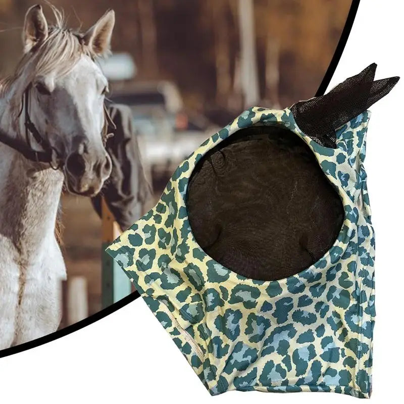 Horse Fly Face Cover Leopard Pattern Equestrian Supplies Comfortable Breathable Anti-Mosquitoes Cover Horse Care Product