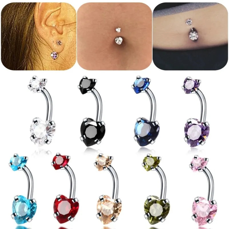 Surgical Steel Crystal Zircon Flower Heart Dollar Letter Eye Pendant Belly Button Piercing Ring Belly Button Ring Body Jewelry Fashion Supplies