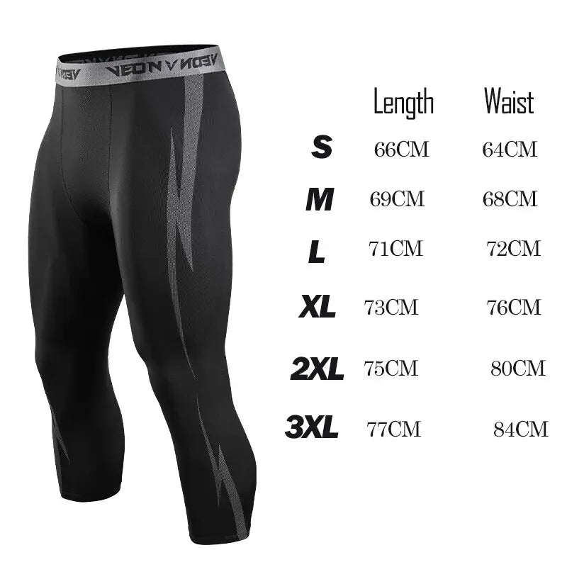 Athletic Bodybuilding Leggings Breathable Elastic Waist 3/4 Compression Pants Lightning Design Quick Dry Running Tights