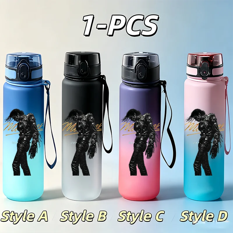 Michael Jackson Fans Character 650ml NEW Cool Gradient Water Cup, Vacation Gift, Portable Outdoor Travel Running Gym Cycling Water Bottle Sports Accessories Gifts
