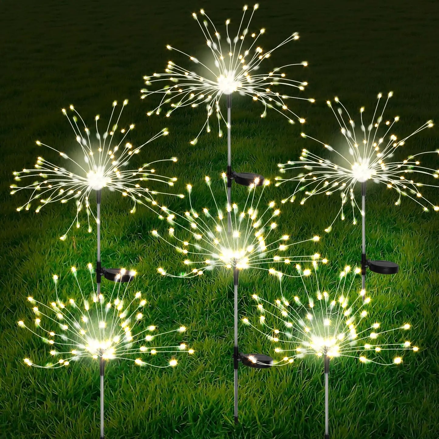 NEW 6PCS Set Solar Garden Lights Solar Firework Lights 200 LED String Light 8 Modes Twinkling Nightlight for Wedding Party Patio Decoration
