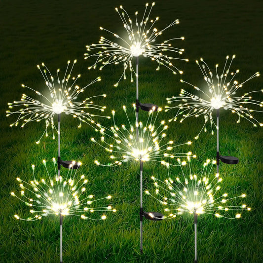 NEW 6PCS Set Solar Garden Lights Solar Firework Lights 200 LED String Light 8 Modes Twinkling Nightlight for Wedding Party Patio Decoration