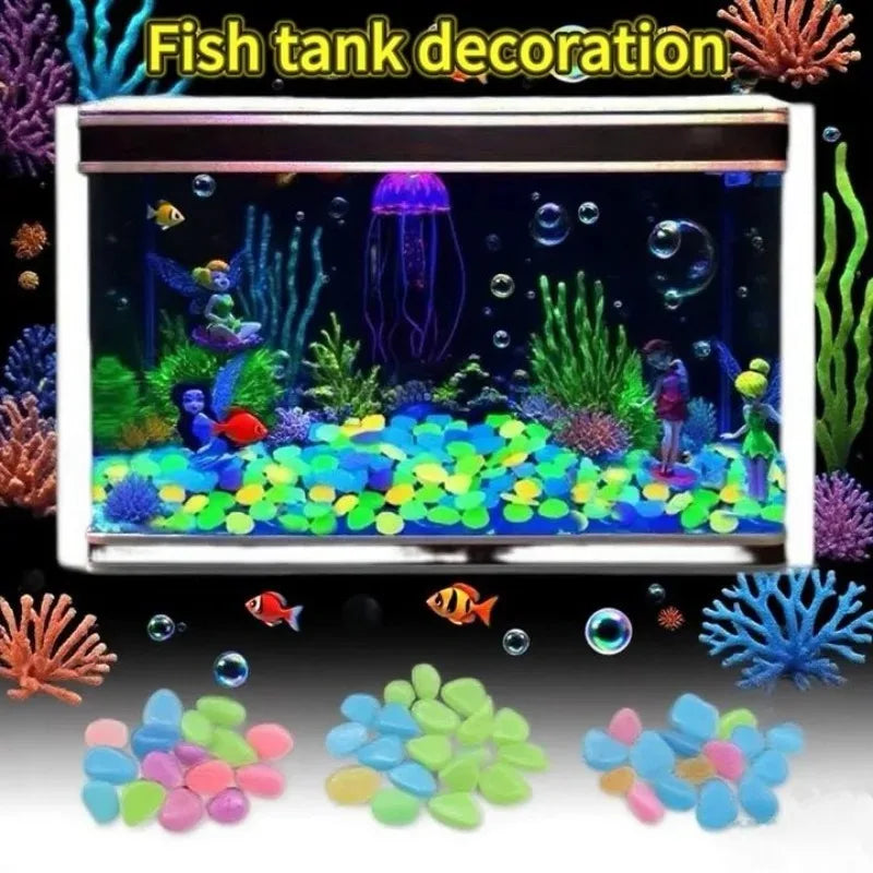 Glow in The Dark Garden Pebbles for Sidewalk Garden Terrace Lawn Gardens Patio Fish Tank Aquarium Decoration Glow Stone Home Outdoor Garden Decoration Supplies
