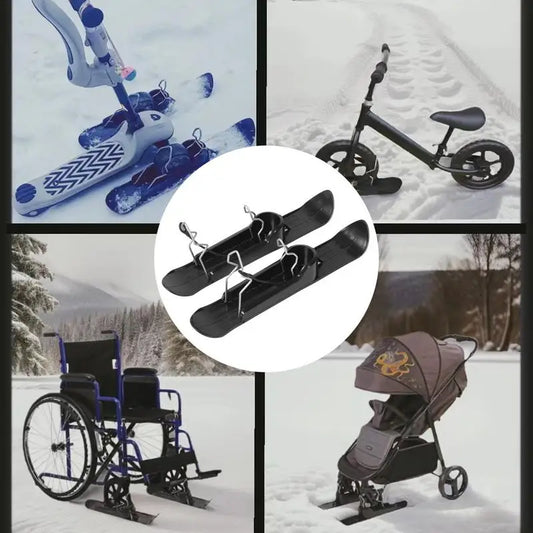 Snow Skis Set Outdoor Iced Roads Anti-Slip Training for Baby Strollers Wheelchairs Cycling Skiing Sled Portable Balanced Scooter For Ski Resorts Golf Carts Strollers