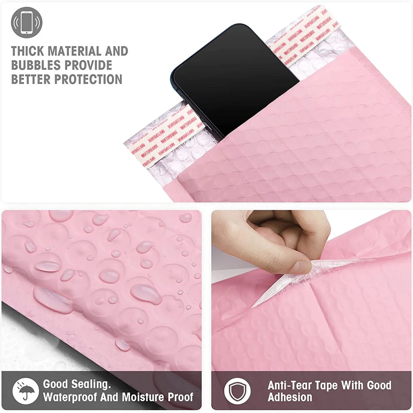 NEW Arrivals 50/100PCS Set Black/Yellow/Pink Bubble Envelope Bag Pink Waterproof Poly Bubble Mailers Opaque Self-Seal Adhesive Boutique Shipping Travel Bags