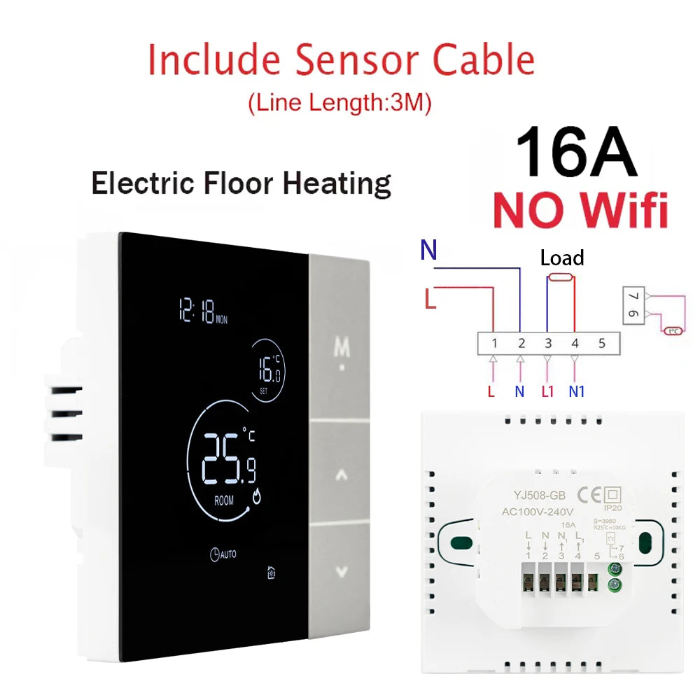NEW Arrivals TUYA Wi-Fi Thermostat Temperature Controller Water Electric Floor Heating TRV AC100V-240V 3A 16A Digital LCD Display Wall Mounted Device
