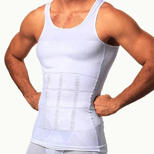 M-2XL Plus Size Black/White Color Men Body Shaper Slimming Compression Vest Undershirt Seamless Waist Trainer Tank Top Belly Control Weight Loss Shapewear Sports Apparel Accessories