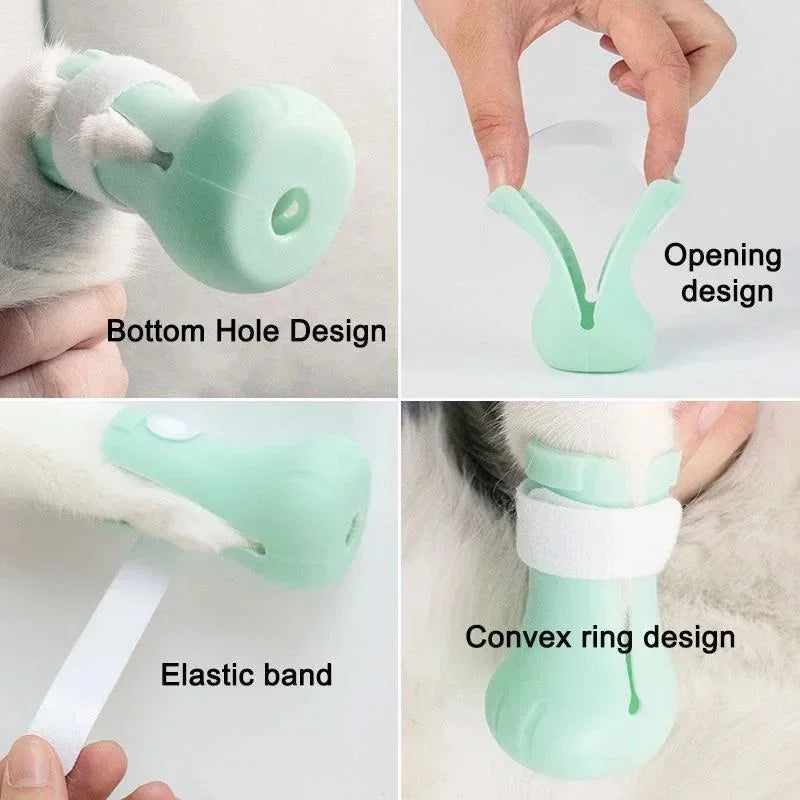 Adjustable Silicone Anti-scratch Cat Foot Shoes for Grooming Bath Washing Claw Paw Cover Protector Silicone Pet Grooming Tools