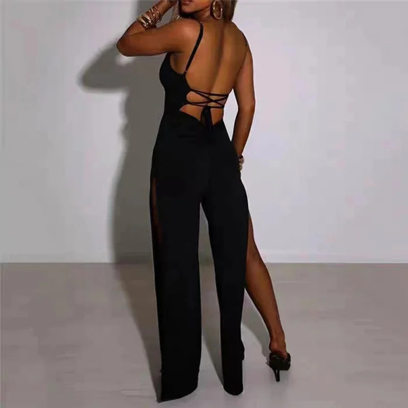 NEW Arrivals Sexy Backless Long Pants Skirt One-Piece Women's Independent Station New Pure Color Slit Strapless Bandage Jumpsuit Female Sexy Fashion Clothing Supplies