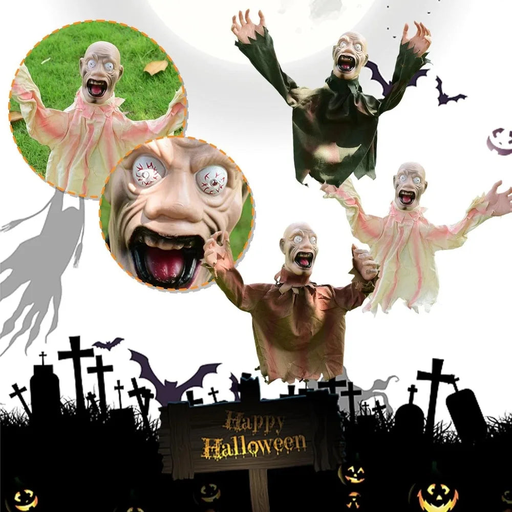 Creepy Zombie Lawn Stake Garden Horror Theme Party Favors Patio Prop Voice Control Swing Ghost Halloween Decoration Scary Doll