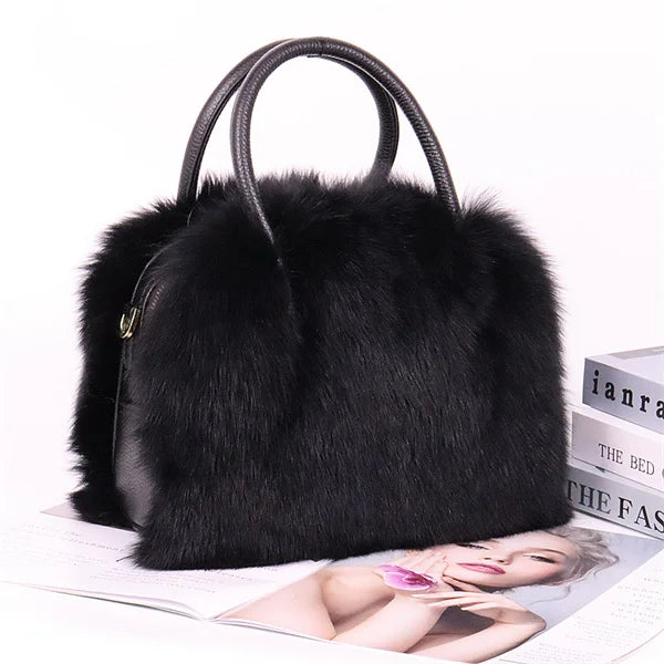 New Women's Clothing Designer Brand Luxury Real Fox Hair Large Capacity High-End Evening Party Business Dinner Handbag Charm Women's Fur Bag Purse Girls Ladies Luxury Fashion Apparel Accessories Clothing Supplies