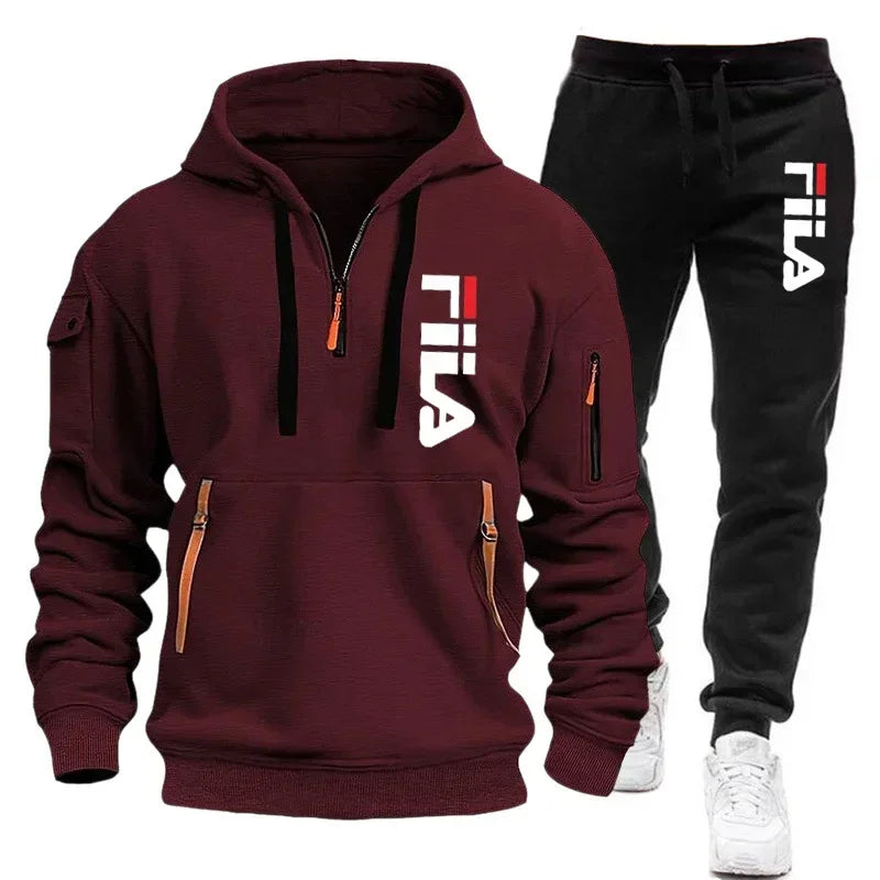 NEW Arrivals 2PCS Set S-3XL 4 Colors Spring and Autumn Street Men's Zipper Hoodie + Pants Outdoor Running Hiking Gym  Multi-Pocket Men's Casual Pullover Suit Sports Apparel Products